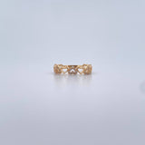 Hearts Ring 2.15gr / Size 6 1/4 / White Zircons 18K Yellow Gold &