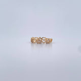 Hearts Ring 2.15gr / Size 6 1/4 / White Zircons 18K Yellow Gold &
