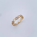 Hearts Ring 2.15gr / Size 6 1/4 / White Zircons 18K Yellow Gold &
