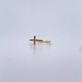 Cross Ring 1.35gr / Size 7 1/2 / Colored Zircons 18K Yellow Gold &