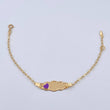 Bracelet Baby Drawer Purple Heart 1.45gr / 13.2cm-14.5cm / 1.7mm Cloud Plate Bordered 18K Yellow Gold $