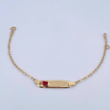 Bracelet Baby Drawer Red Heart 1.4gr / 13cm-14.5cm / 1.5mm Rectangular Curved Plate 18K Yellow Gold $