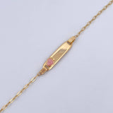 Bracelet Baby Drawer Heart Pink 1.4gr / 13.5cm-14.5cm / 1.5mm Rectangular Curved Plate 18K Yellow Gold $