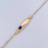 Bracelet Baby Drawer Blue Heart 1.4gr / 13cm-14.1cm / 1.5mm Rectangular Curved Plate 18K Yellow Gold &