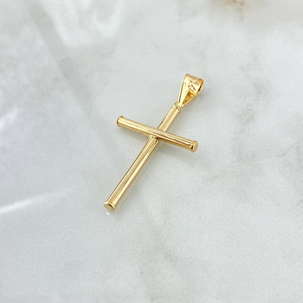 Dije Cruz Bastón 1.8gr / 4.7cm / Lisa Oro Amarillo 18K