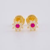 Topos Flor Ocho Petalos 0.6 g / in / 5.4 mm Oro Amarillo 18K