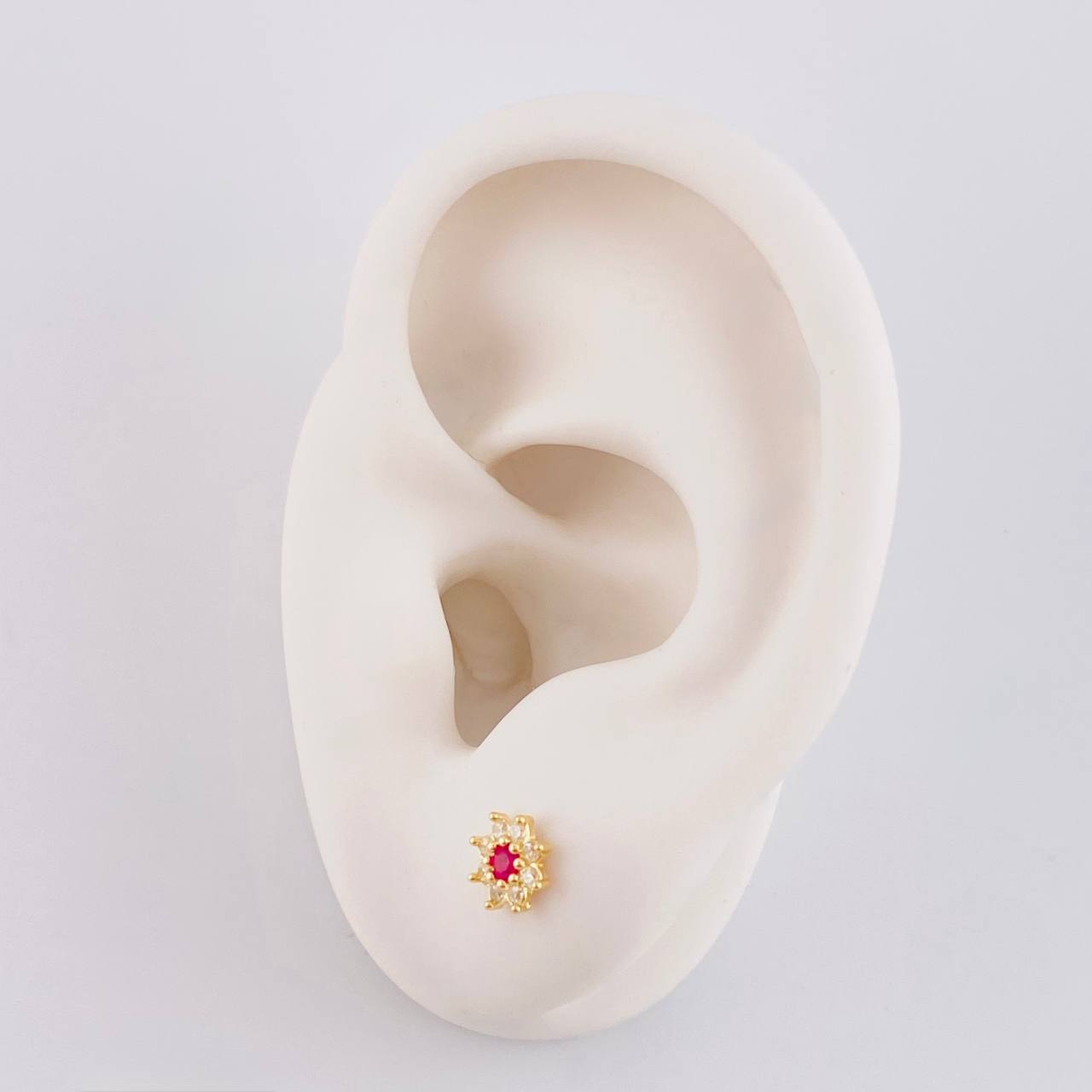 Stud Earrings Flower Eight Petals 0.85 g / in / 6.3 mm Yellow Gold 18K