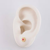 Stud Earrings Flower Eight Petals 0.85 g / in / 6.3 mm Yellow Gold 18K