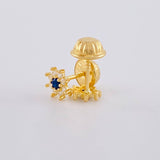 Stud Earrings Flower Eight Petals 0.6 g / in / 5.4 mm Yellow Gold 18K