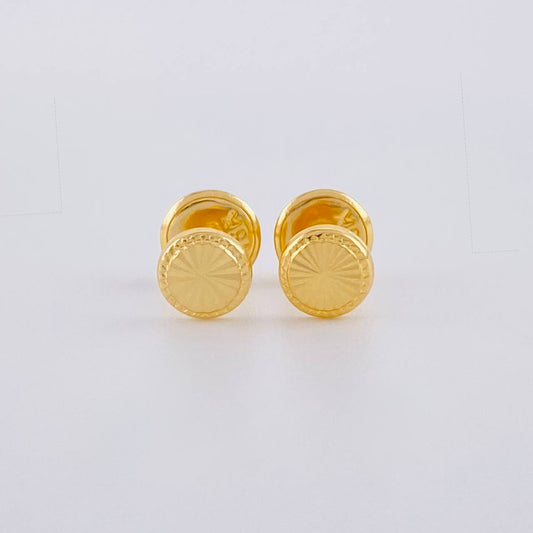 Diamond Cut Circle Stud Earrings 0.6 g / in / 6 mm Yellow Gold 18K