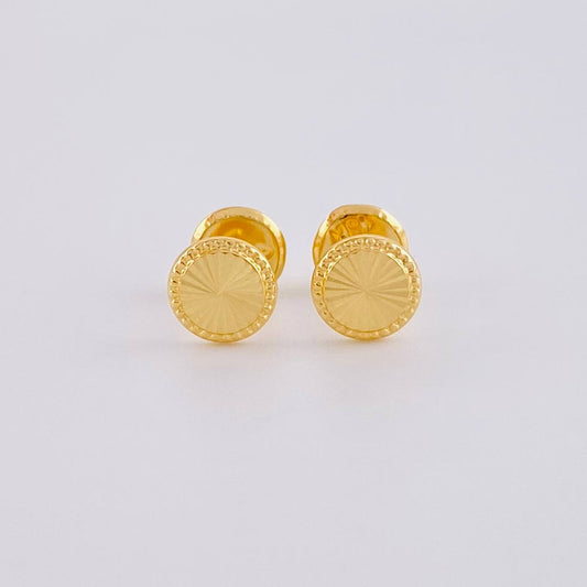 Diamond Cut Circle Stud Earrings 0.75g / in / 0.7mm 18K Yellow Gold