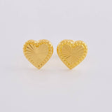 Diamond Cut Heart Stud Earrings 0.9 g / in / 8.8 mm Yellow Gold 18K