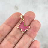 Set Mariposa -Anillo T5 3/4 - Dije 2cm - Topos 9mm 5.85gr / Rosado fresa Oro Amarillo 18K ©