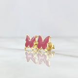 Set Mariposa -Anillo T5 3/4 - Dije 2cm - Topos 9mm 5.85gr / Rosado fresa Oro Amarillo 18K ©