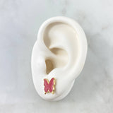 Set Mariposa -Anillo T5 3/4 - Dije 2cm - Topos 9mm 5.85gr / Rosado fresa Oro Amarillo 18K ©