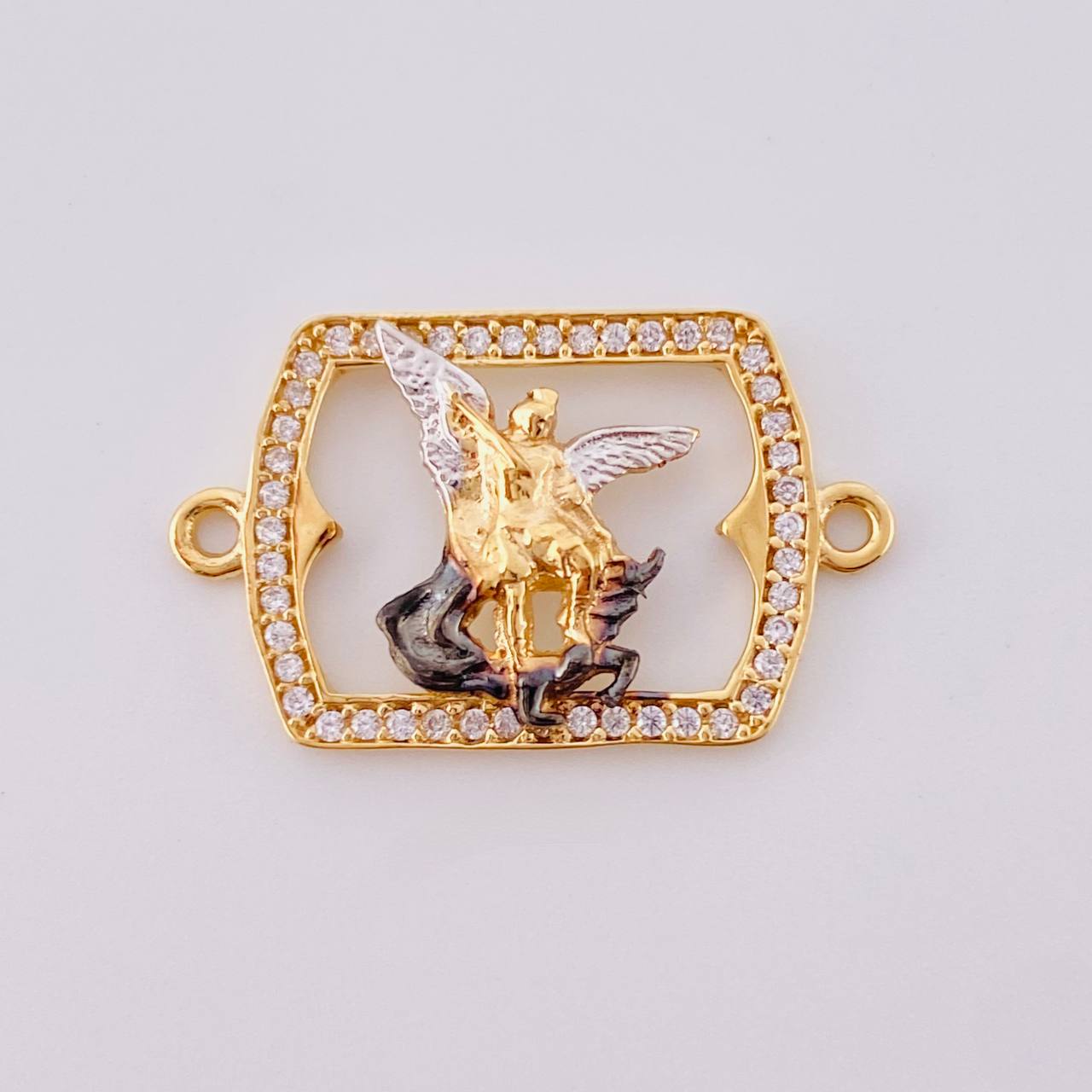 Herraje Marco San Miguel Arcangel 2 g / 1 in Dos Oros Amarillo Blanco 18K