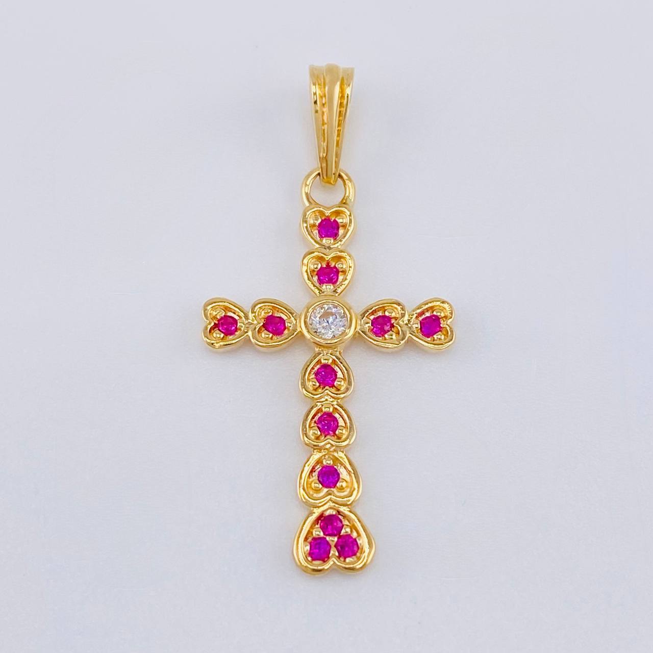 Pendant Cross Hearts 1.65 g / 1 1/4 in Yellow Gold 18K