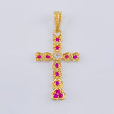 Pendant Cross Hearts 1.65 g / 1 1/4 in Yellow Gold 18K