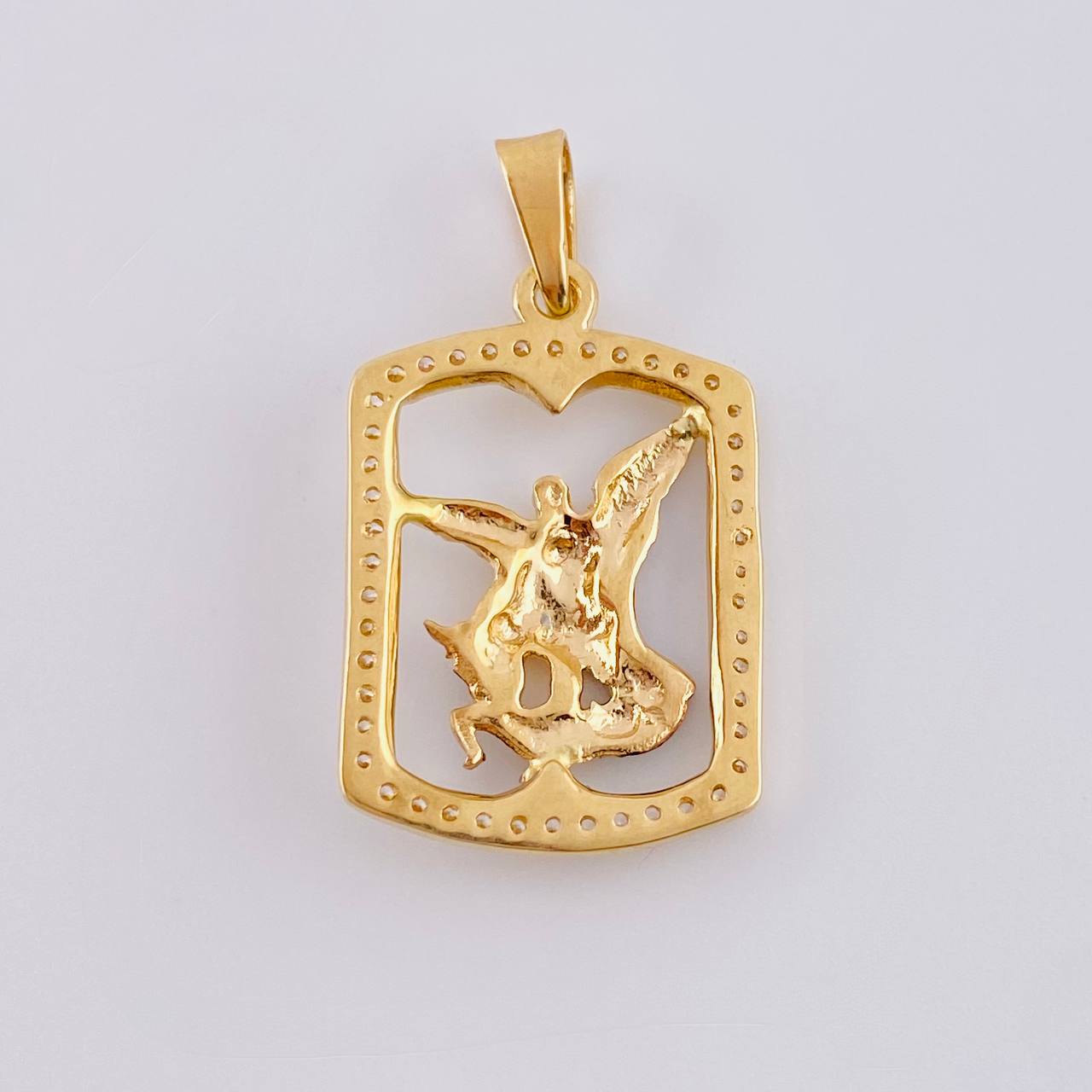 Dije Marco San Miguel Arcangel 2.1 g / 1 in Dos Oros Amarillo Blanco 18K
