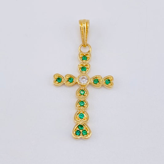 Dije Cruz Corazones 1.65 g / 1 1/4 in Oro Amarillo 18K