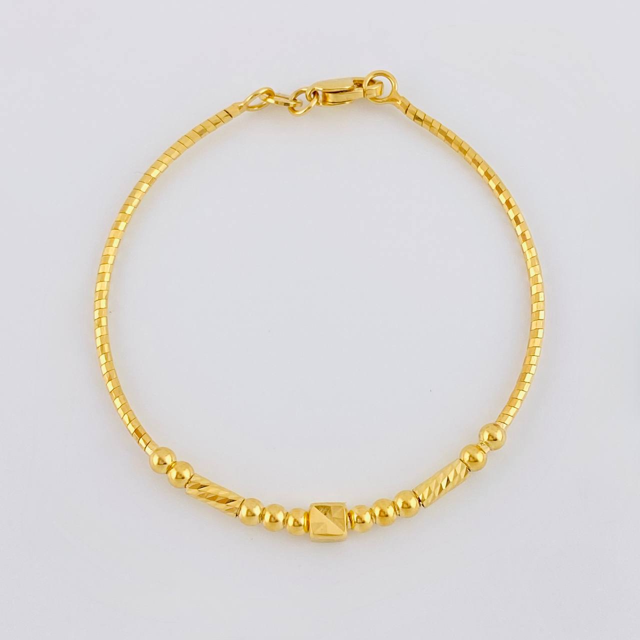 Bracelet Baby Cubicular Cylindrical Assembled 2.3 g / 5 in / 3 mm 18K Yellow Gold