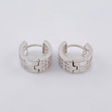 Candongas Triple Carril Basteado 3.35 g / 1/2 in Oro Blanco 18K