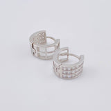 Candongas Triple Carril Basteado 3.35 g / 1/2 in Oro Blanco 18K