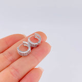 Candongas Triple Carril Basteado 3.35 g / 1/2 in Oro Blanco 18K