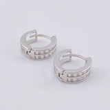 Candongas Doble Carril Basteado 2.55 g / 1/2 in Oro Blanco 18K