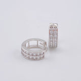 Candongas Doble Carril Basteado 2.55 g / 1/2 in Oro Blanco 18K