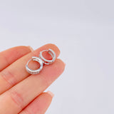 Candongas Doble Carril Basteado 2.6 g / 1/2 in Oro Blanco 18K