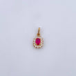 Pendant Halo 1.25gr / 1.8cm / Fuchsia White Zircons 18K Yellow Gold &
