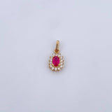 Pendant Halo 1.25gr / 1.8cm / Fuchsia White Zircons 18K Yellow Gold &
