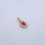 Pendant Halo 1.25gr / 1.8cm / Fuchsia White Zircons 18K Yellow Gold &