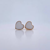Stud Earrings Heart 2.45gr / Electrostatic White Yellow Gold 18K &
