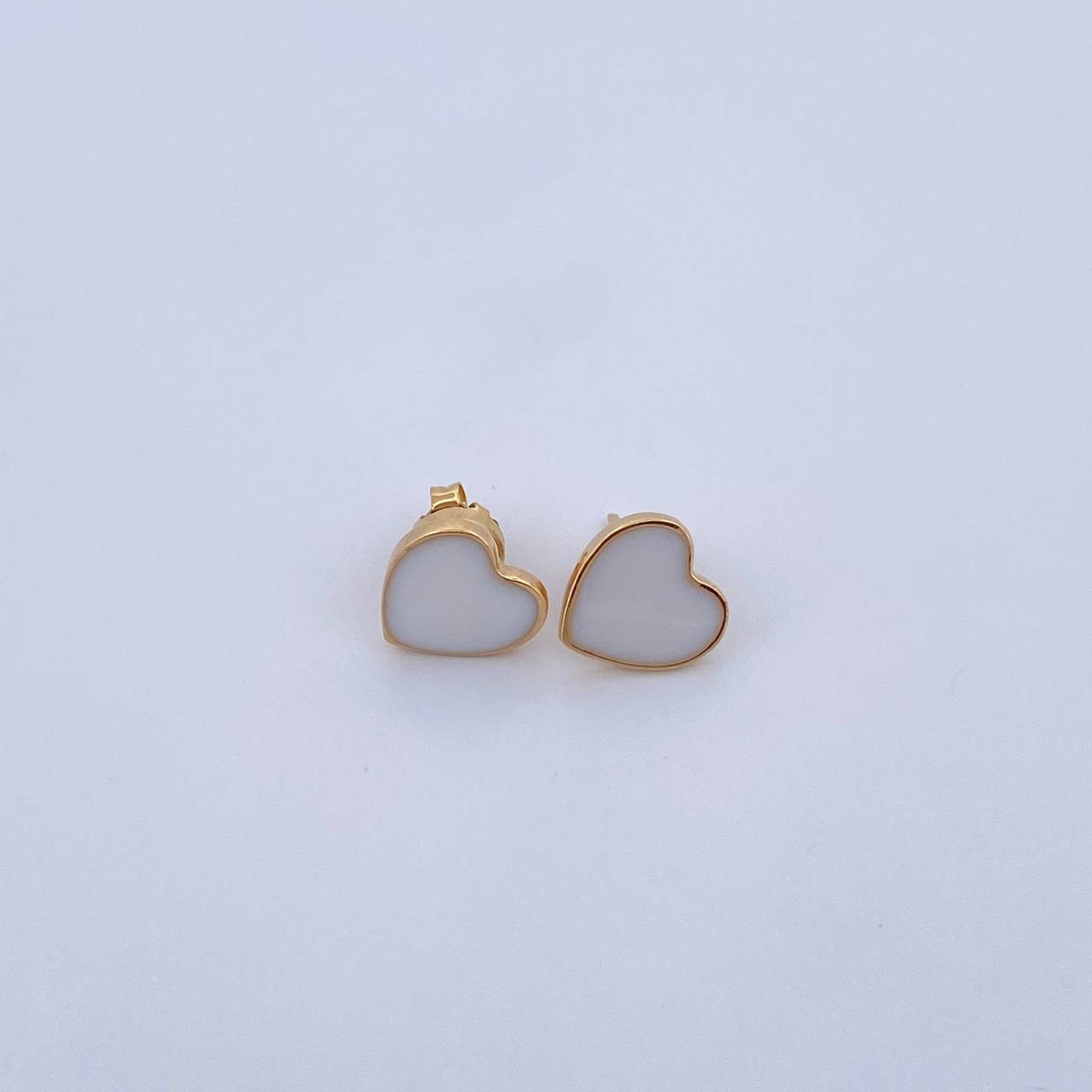 Stud Earrings Heart 2.45gr / Electrostatic White Yellow Gold 18K &