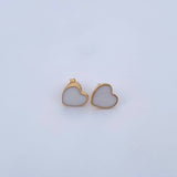 Stud Earrings Heart 2.45gr / Electrostatic White Yellow Gold 18K &