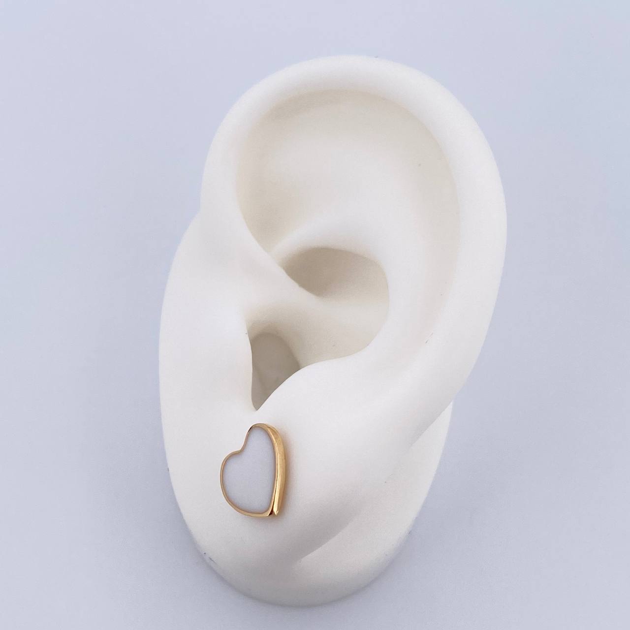 Stud Earrings Heart 2.45gr / Electrostatic White Yellow Gold 18K &