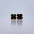 Stud Earrings Clover  4.05gr / Electrostatic Black 18K Yellow Gold &