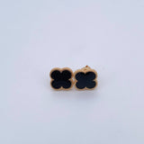 Stud Earrings Clover  4.05gr / Electrostatic Black 18K Yellow Gold &