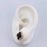 Stud Earrings Clover  4.05gr / Electrostatic Black 18K Yellow Gold &