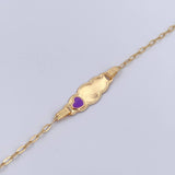 Bracelet Baby Drawer Purple Heart 1.45gr / 13.2cm-14.5cm / 1.7mm Cloud Plate Bordered 18K Yellow Gold $
