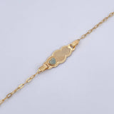 Bracelet Baby Drawer Heart Blue 1.4gr / 13cm-14.5cm / 1.5mm Cloud Edged Yellow Gold 18K &