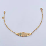 Bracelet Baby Drawer Heart Blue 1.4gr / 13cm-14.5cm / 1.5mm Cloud Edged Yellow Gold 18K &