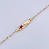 Bracelet Baby Drawer Red Heart 1.4gr / 13cm-14.5cm / 1.5mm Rectangular Curved Plate 18K Yellow Gold $