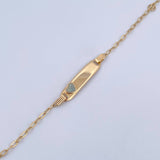 Bracelet Baby Drawer Heart Blue 1.4gr / 12.5cm-13.8cm / 1.6mm Rectangular Curved Plate 18K Yellow Gold $