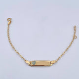 Bracelet Baby Drawer Heart Blue 1.4gr / 12.5cm-13.8cm / 1.6mm Rectangular Curved Plate 18K Yellow Gold $