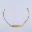 Bracelet Baby Drawer Heart Pink 1.4gr / 13.5cm-14.5cm / 1.5mm Rectangular Curved Plate 18K Yellow Gold $