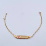 Bracelet Baby Drawer Heart Pink 1.4gr / 13.5cm-14.5cm / 1.5mm Rectangular Curved Plate 18K Yellow Gold $