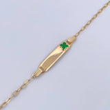 Bracelet Baby Drawer Clover Green 1.35gr / 13.2cm-14.3cm / 1.5mm Rectangular Curved Plate 18K Yellow Gold &